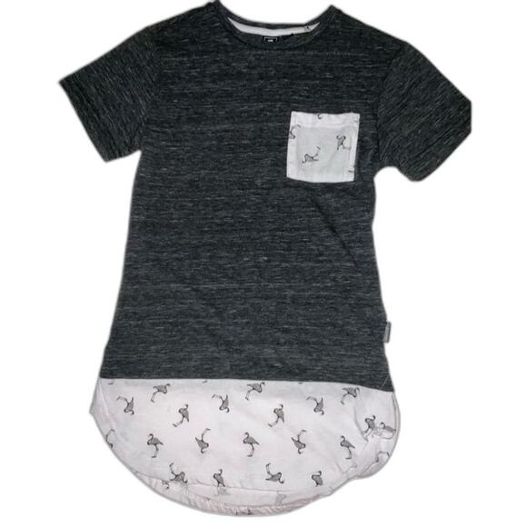 Boys ocean current shirt, size small, black, white and heather, gray flamingo - Picture 1 of 3